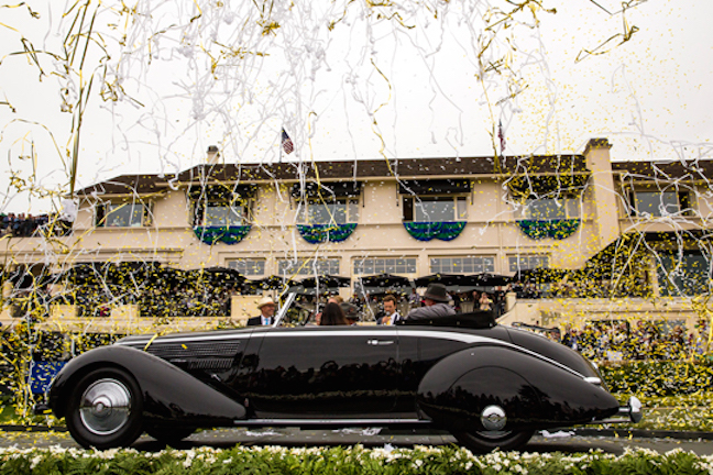 This year's winner of the Pebble Beach Concours d' Elegance 2016 is a 1936 Lancia Astura Pinin Farina Cabriolet